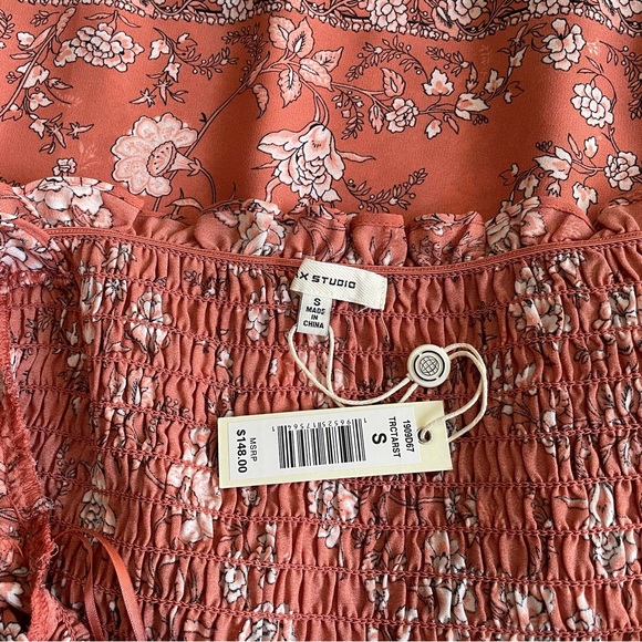 New Max Studio Paisley Flutter Sleeve Maxi Dress, Terracota Rosa Toile, Sz Small - Picture 9 of 15